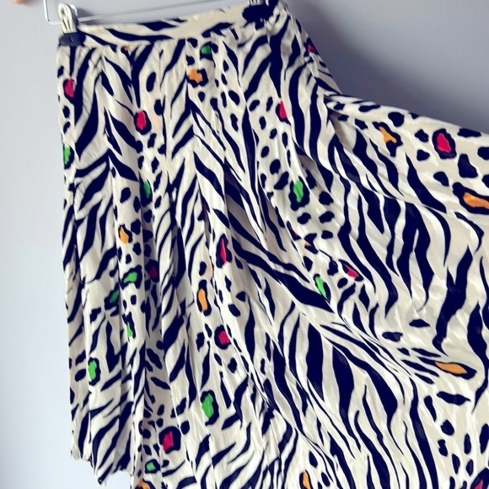 Retro Lillie Rubin Silk Midi Animal Print Skirt Sz 10 - Picture 3 of 8